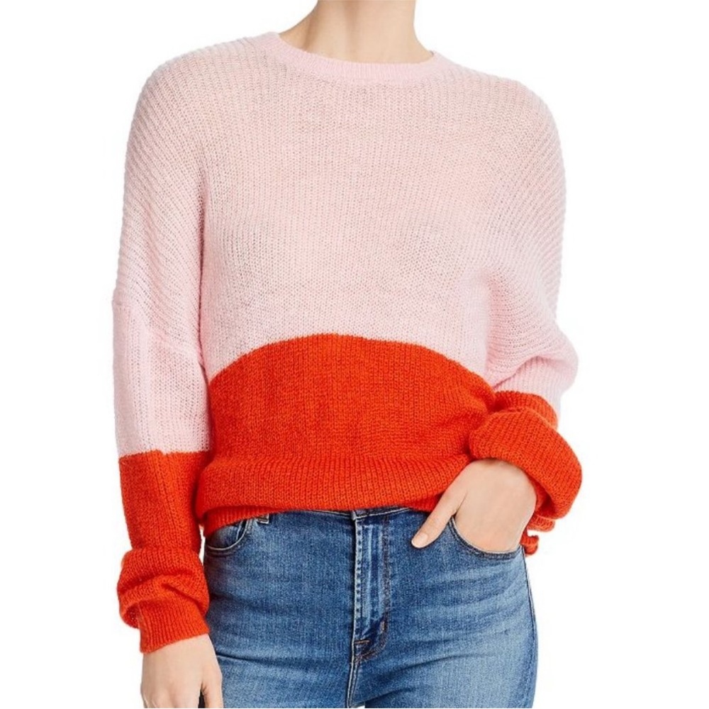 NWT CUPCAKES & CASHMERE Janus Colorblock Sweater Pink Red Valentine’s Day Small